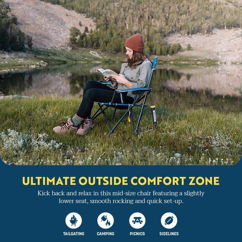 GCI Outdoor Kickback Rocker - Comfortable Outdoor Rocking Chair with Beverage Holder | Portable Design