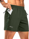 Pudolla Men's Running Athletic Shorts - Lightweight Quick-Dry Gym Shorts with 3 Zipper Pockets | 5"/7" Sizes