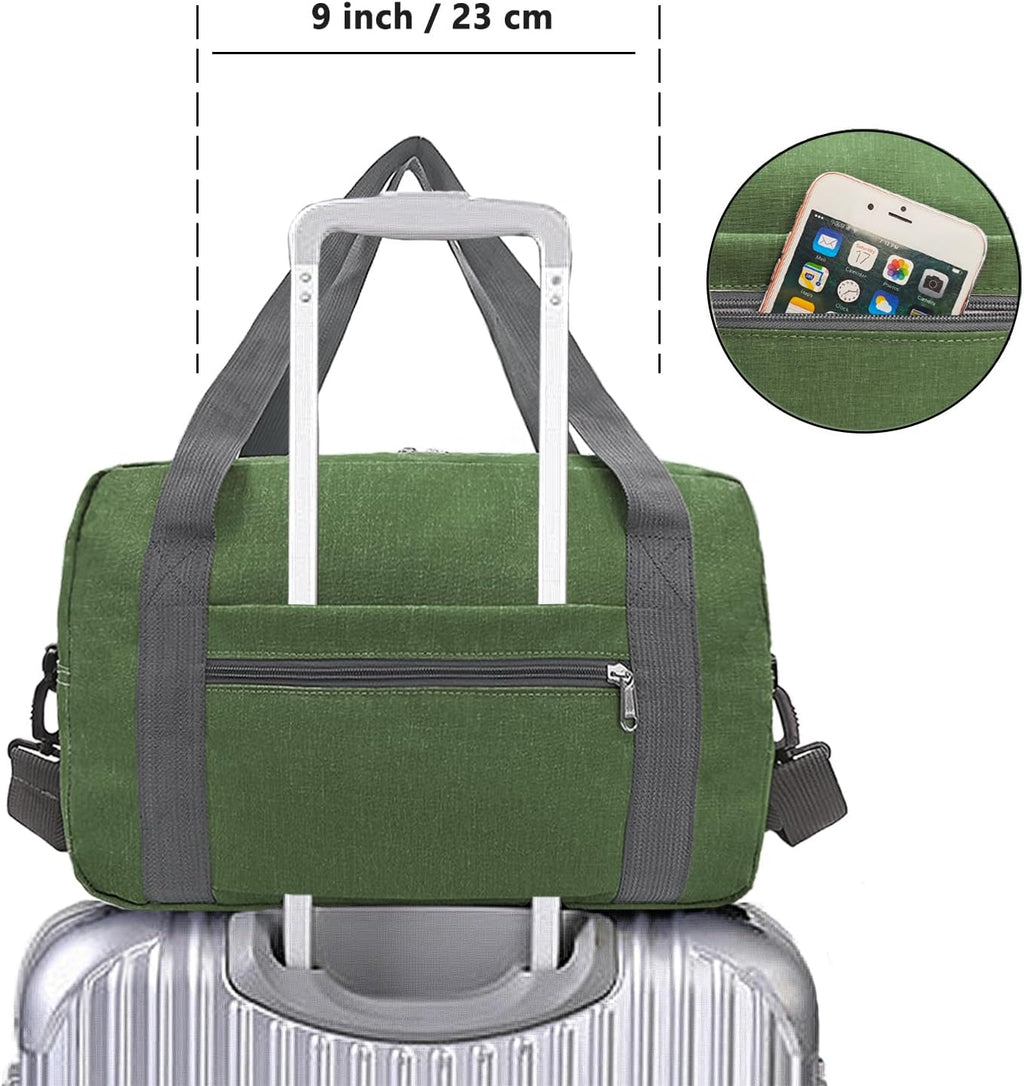 Skiennix 15-Inch Small Carry-On Bag - Foldable Travel Duffle for Airplanes | Underseat Gym Bag (20L, Green)