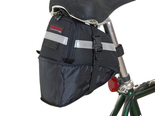 Bushwhacker Tacoma Large Expandable Bicycle Seat Bag with Reflective Trim & Light Clip Attachment – Cycling Under Seat Wedge Pack for Rear Frame and Front Bike Accessories