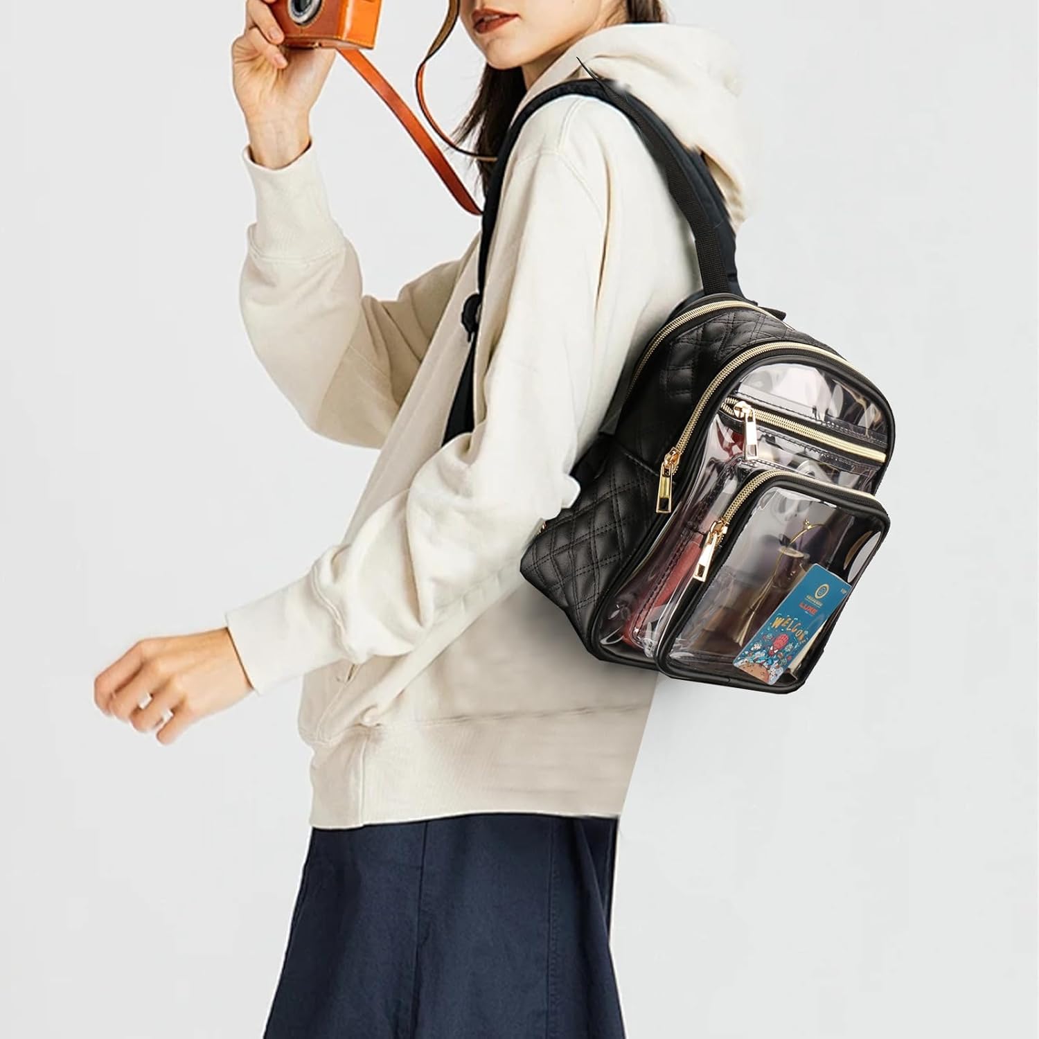 Skiennix Clear Backpack - Stadium Approved Heavy Duty Mini Design with Front Pocket for Events | Clear