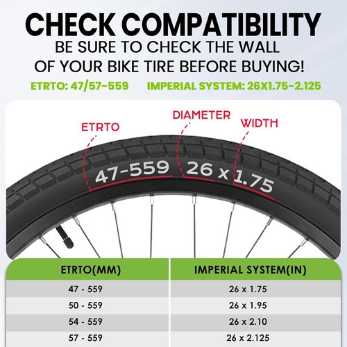 Heavy Duty Bike Inner Tube - 26 x 1.75/1.95/2.10/2.125 | Thick Schrader Valve Tube for Road & MTB Cruisers