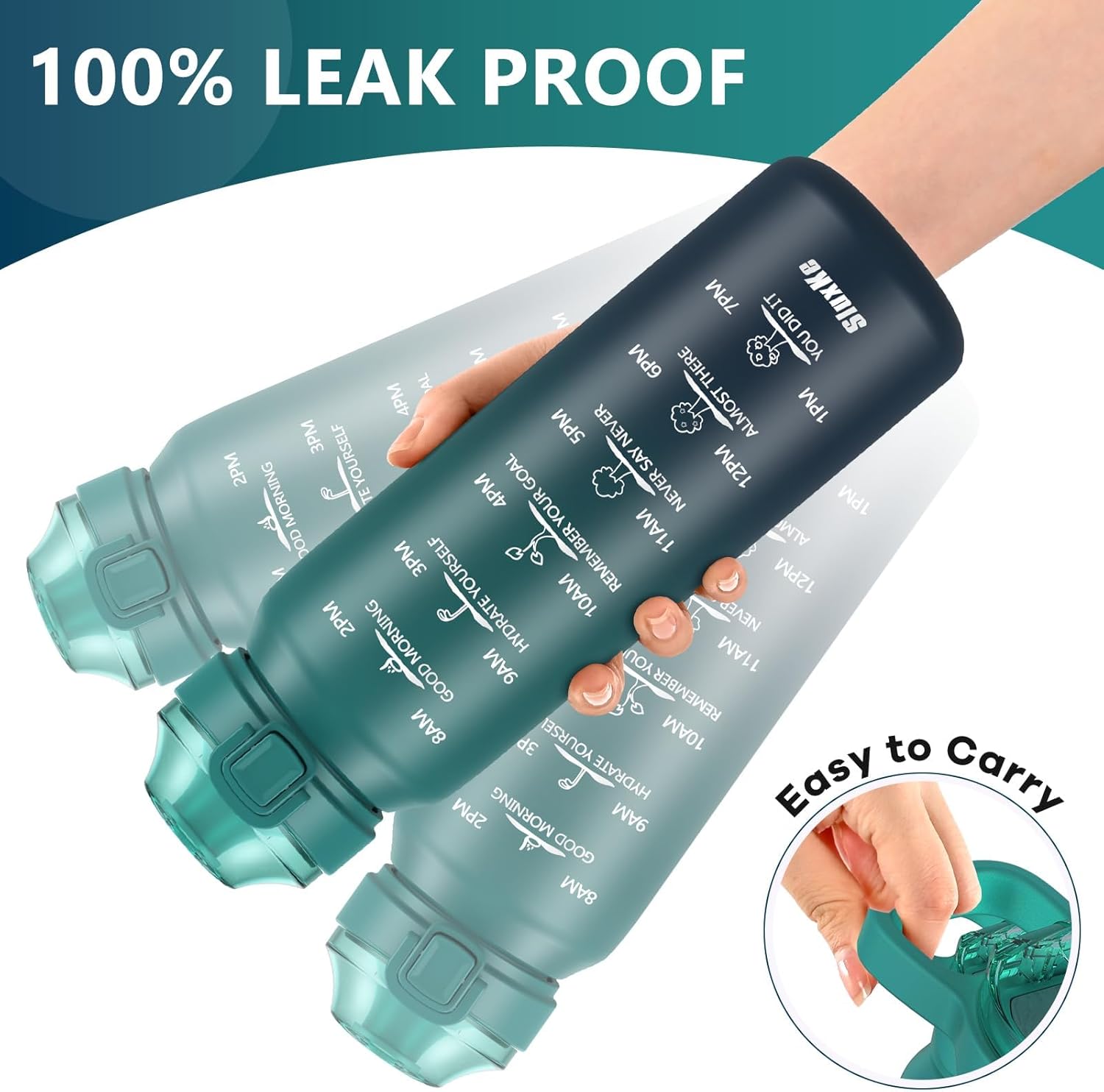 SLUXKE Insulated Water Bottle - 17oz Stainless Steel with 2 Lids | Double-Walled, Leakproof, Blue
