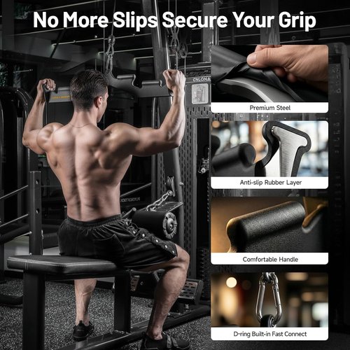 **Skiennix LAT Pull Down Bar - 6 Ergonomic Handles for Neutral Grip | Versatile Pulldown Attachment for Home Gym**