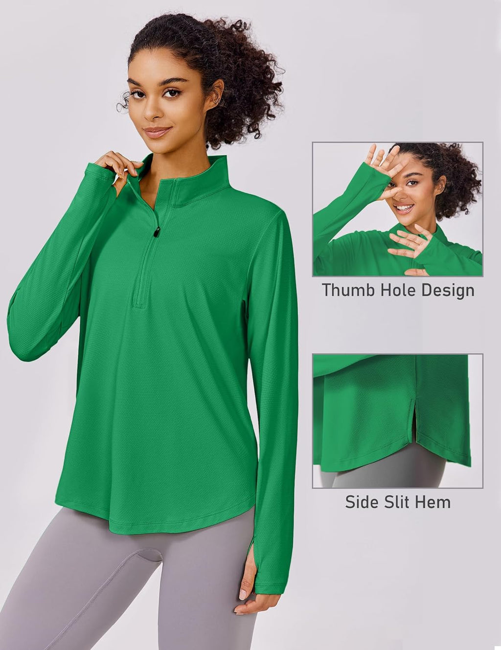 PINSPARK Long Sleeve Workout Tops - UPF 50+ Sun Protection, Quick Dry Athletic Shirt for Running & Hiking