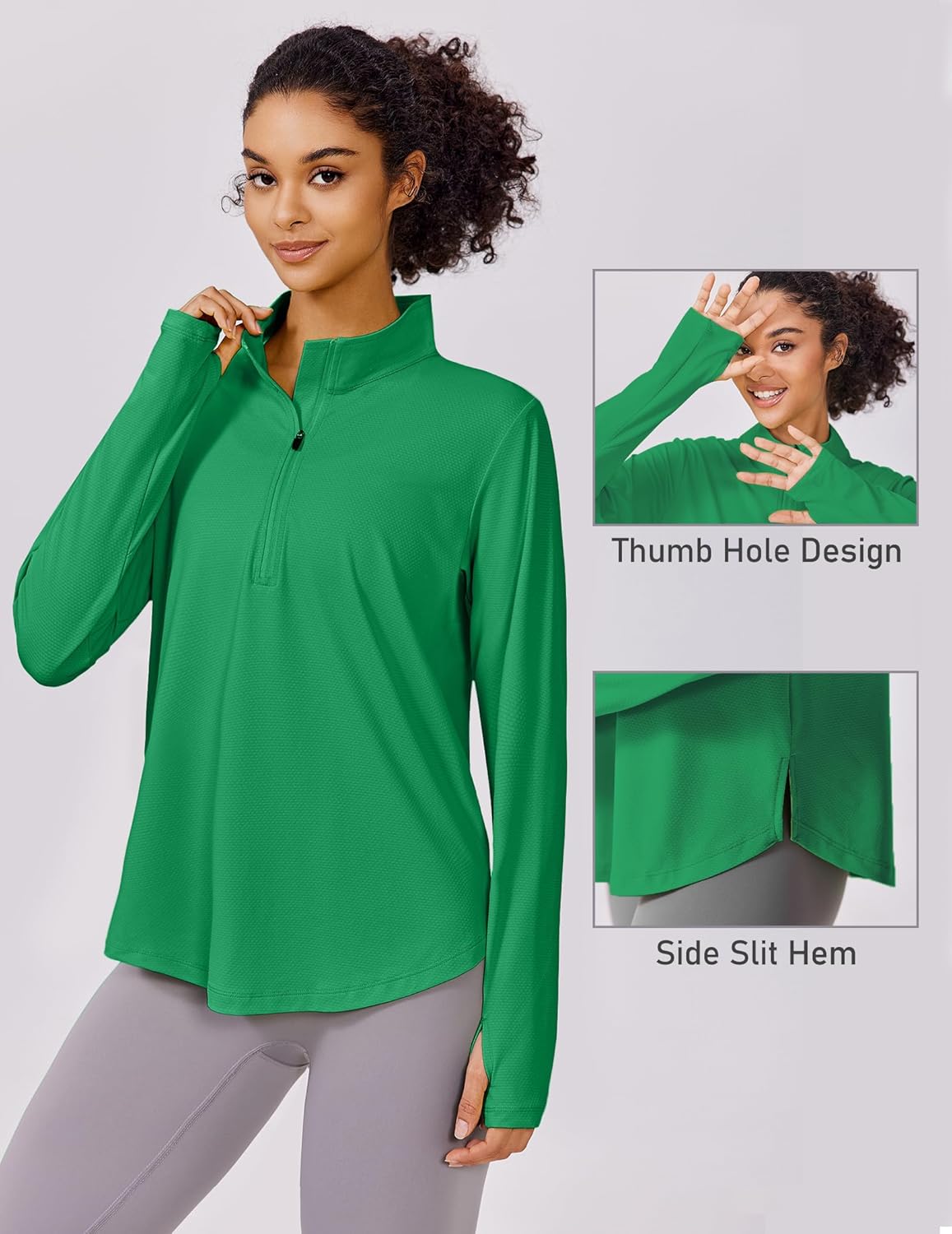 PINSPARK Long Sleeve Workout Tops - UPF 50+ Sun Protection, Quick Dry Athletic Shirt for Running & Hiking