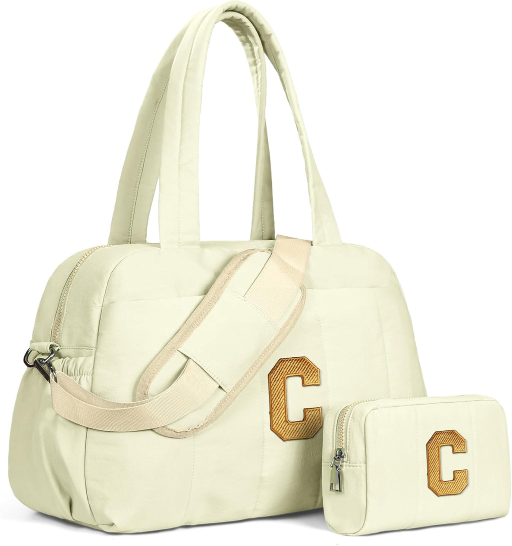 Skiennix Kids Weekender Bag - Personalized Initial Overnight Bag with Wet Pocket | Lightweight Travel Tote for 10-Year-Old Girls
