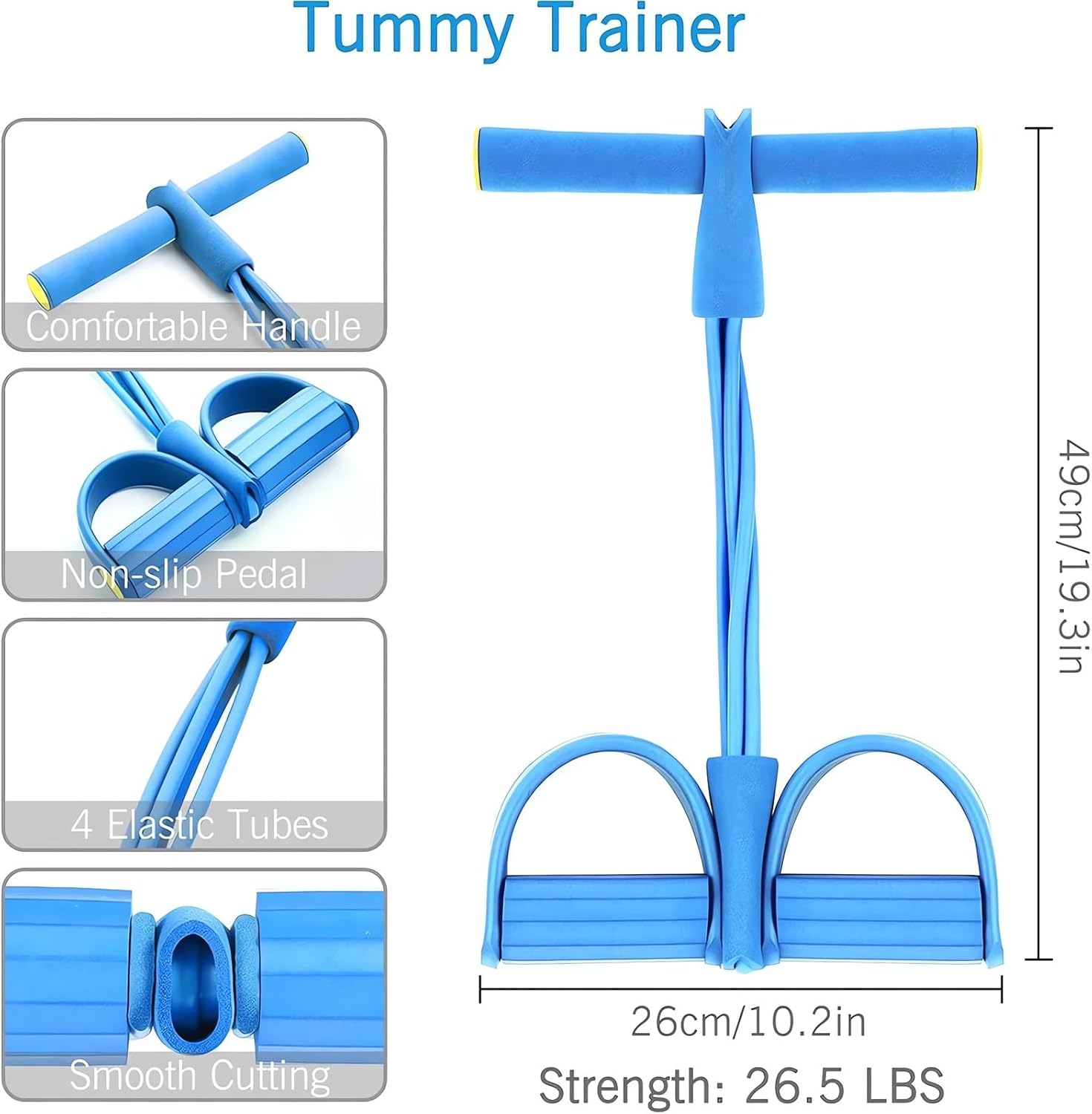Skiennix Fitness Resistance Bands - 4 Tube Pedal Ankle Puller for Effective Leg Stretching | 2023 Workout Equipment