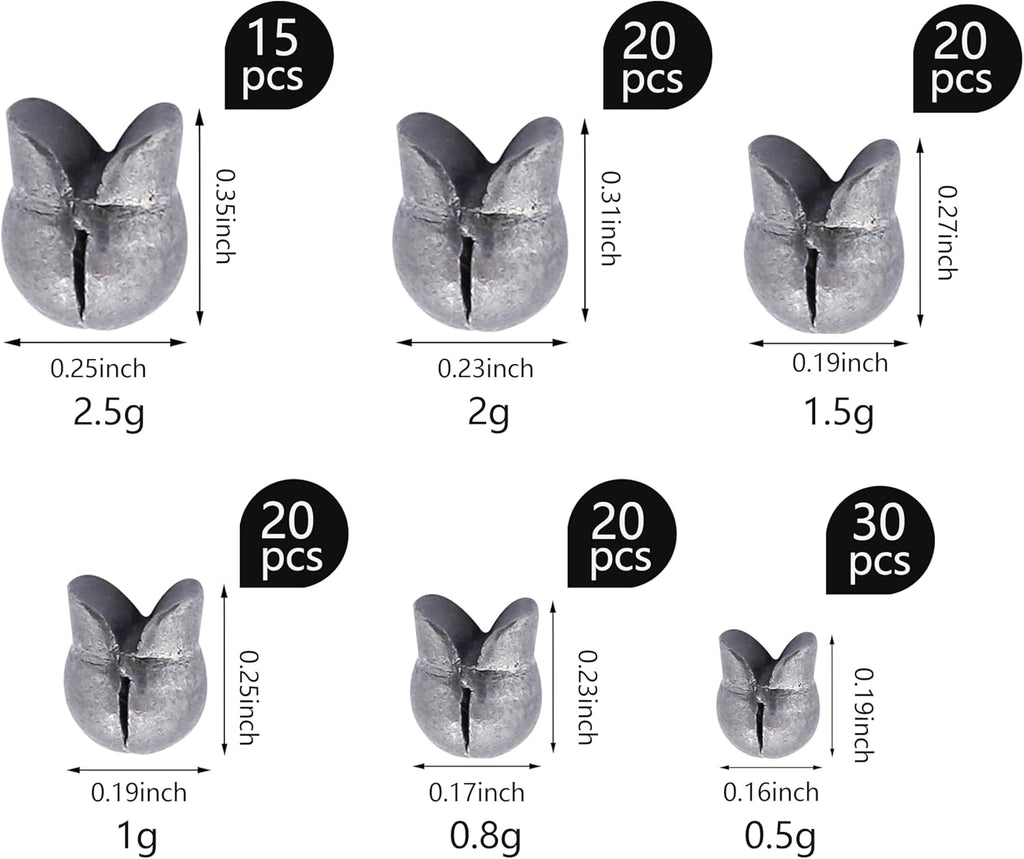 Split Shot Fishing Weights - Round Removable Sinkers for Fly & Bass Fishing | 6 Sizes Available