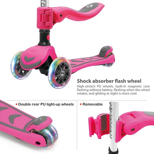 Kicknroll 3-Wheel Scooter for Kids | Light-Up Wheels, Adjustable Height, Extra Wide Deck (110 lbs Max)