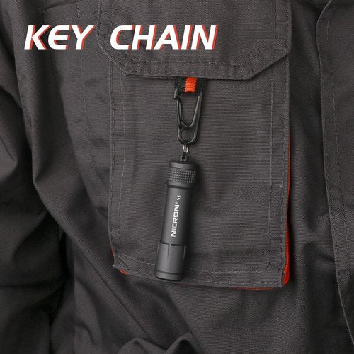 NICRON EDC Keychain Flashlight N1 - Mini LED Light, IPX7 Waterproof, Portable for Outdoor Use | Grey