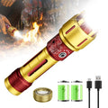 SKYFIRE 2503 LED Rechargeable Flashlights, 10000mAh Super Bright 3000 High Lumens Flashlight Zoomable Tactical Flash Light 10 Modes Waterproof for Home Camping Emergencies Outdoor Hiking Christmas Red