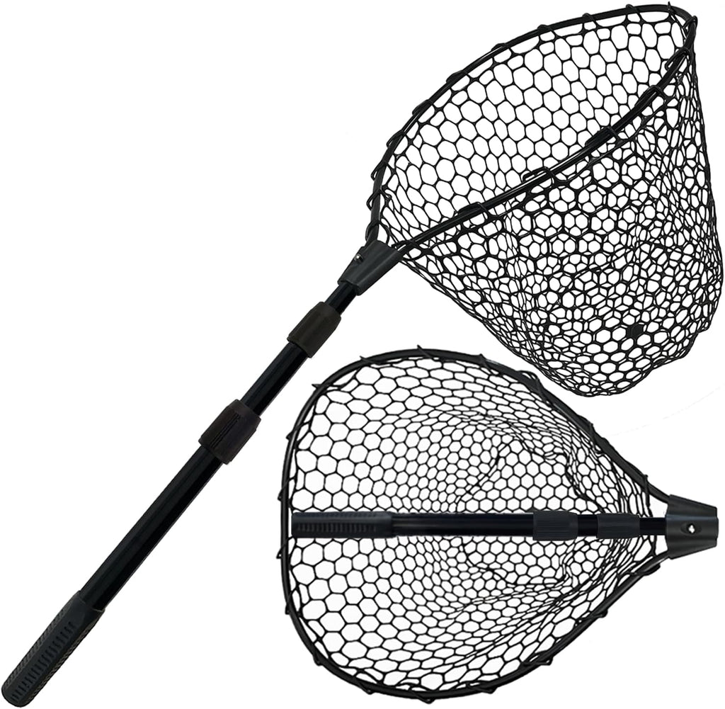 Telescoping Rubber Fishing Net - 64"/46" Long Silicone Landing Net for Kayak & Saltwater Fishing