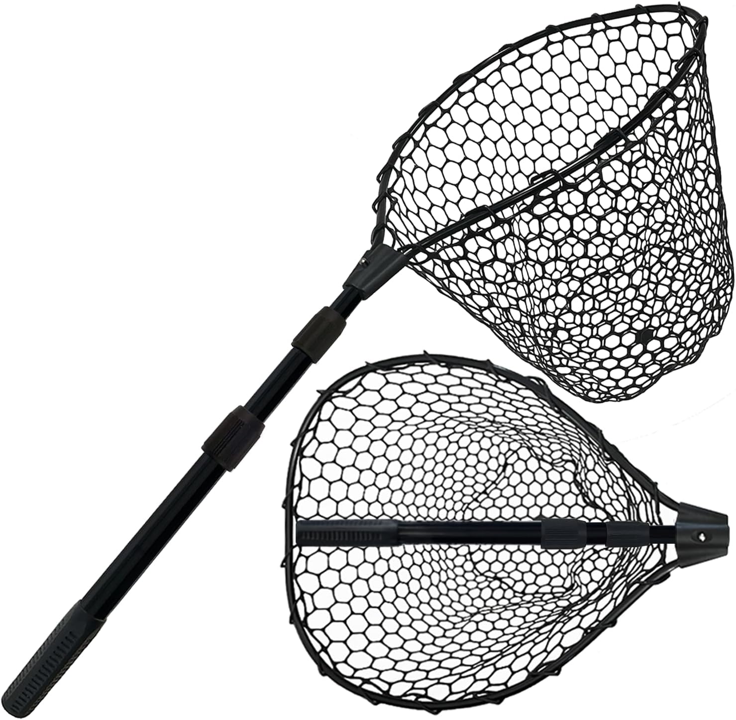 Telescoping Rubber Fishing Net - 64"/46" Long Silicone Landing Net for Kayak & Saltwater Fishing