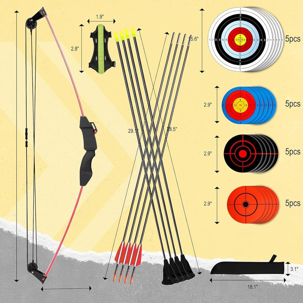 Skiennix Youth Compound Bow and Arrow Set - Beginner Archery Kit for Kids Ages 8-12 | Outdoor Play Gift