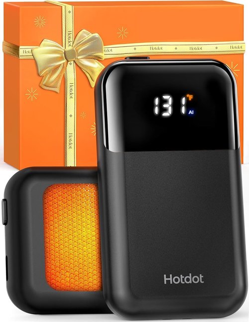Hotdot Rechargeable Hand Warmers - 2 Pack with 4 Heat Levels & Real-Time Temp Display | Fast Heating, Fits in Gloves or Pocket