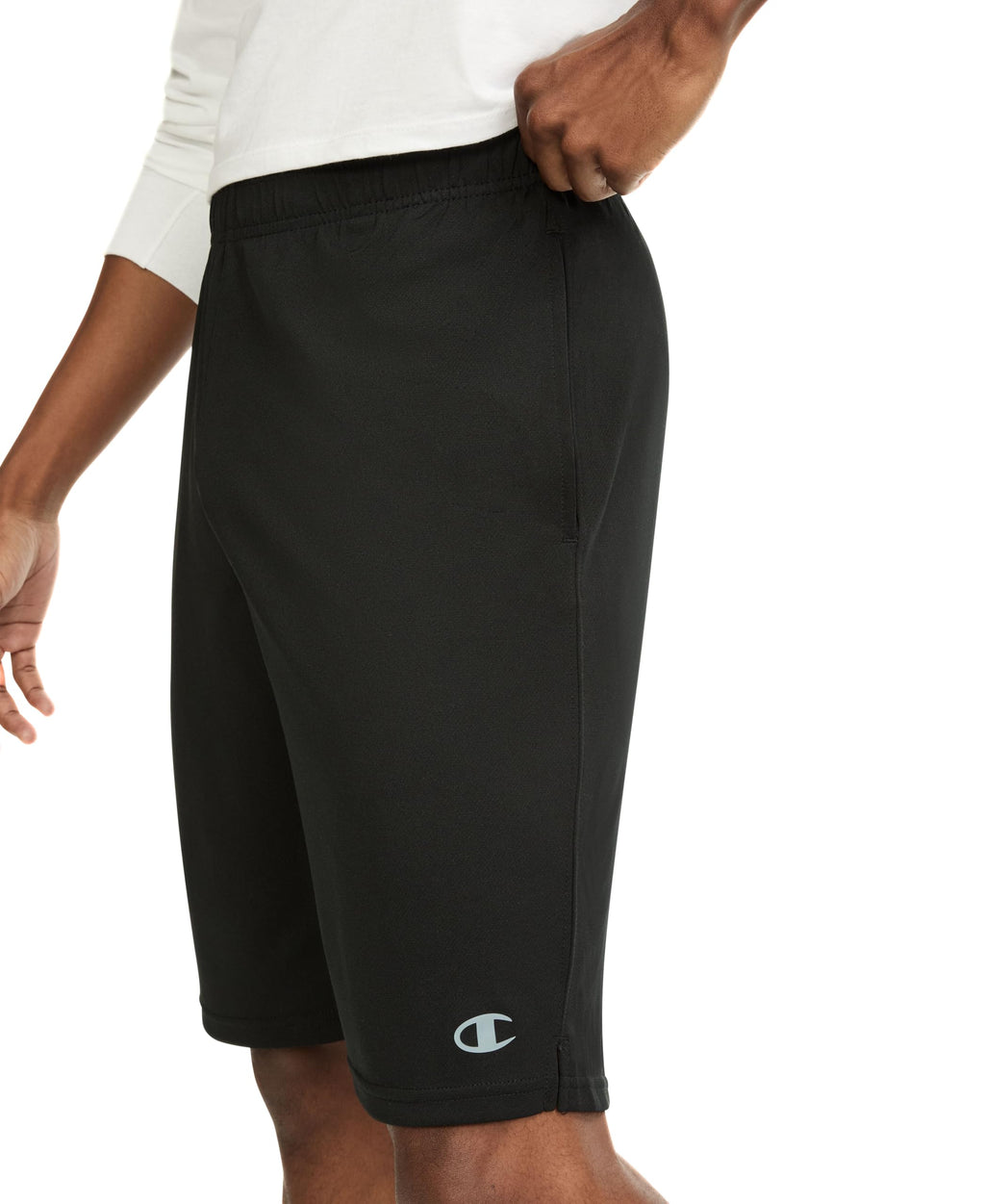 Champion Men's Sport Shorts, Standard Fit, 10 Inch Inseam, Lightweight Fabric, Moisture-Wicking, Available in Regular and Big & Tall, Black, Medium
