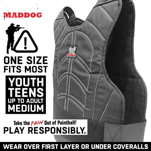 Maddog Sports Padded Chest Protector - Lightweight Impact Protection Vest | Adjustable Waist Straps - One Size Fits Most