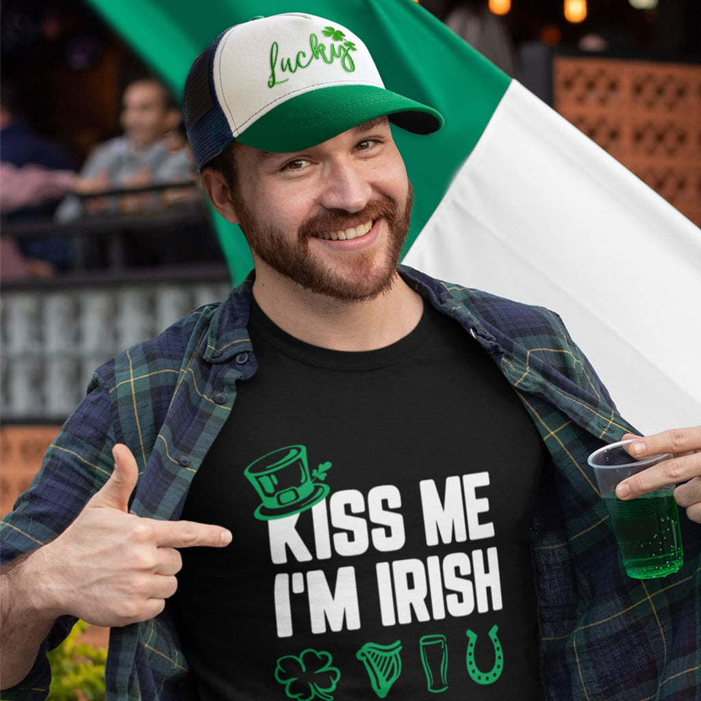 St Patricks Day Embroidered Trucker Hat for Men, Luck Adjustable Washable Green Shamrock Baseball Cap