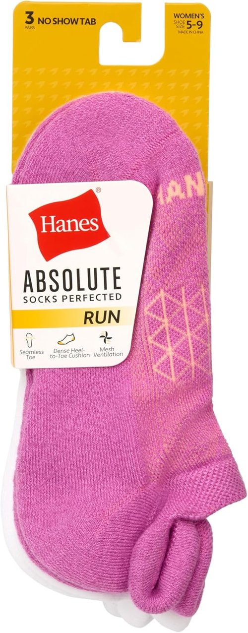 Hanes No Show Running Socks - Breathable Tab Design for Comfort | 4-Pack