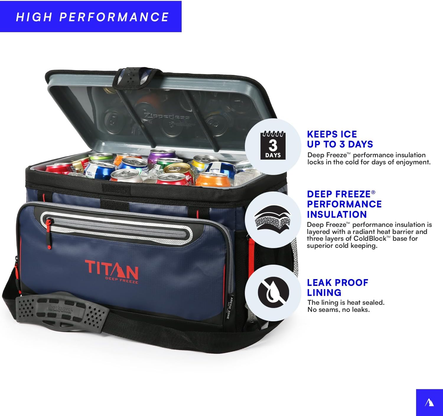 Titan by Arctic Zone Deep Freeze Cooler - Zipperless Hardbody Design with Superior Insulation & SmartShelf