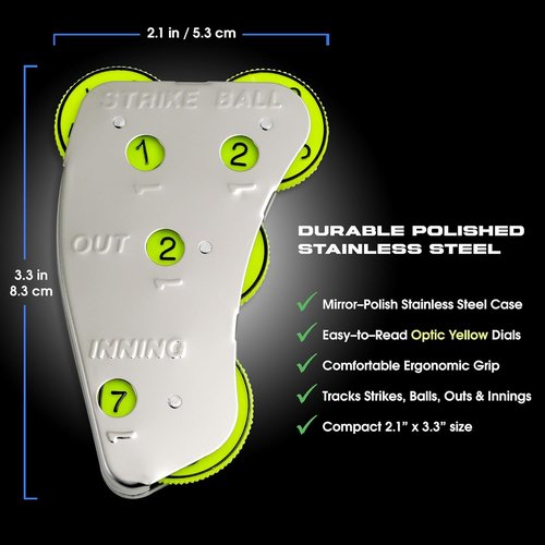 Cannon Sports 4 Wheel Umpire Indicator - Optic Yellow Dials for Strikes, Balls, Outs | Softball & Baseball Clicker