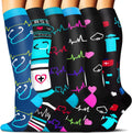 Sooverki Compression Socks - Supportive Knee High Stockings for Circulation | 6 Pairs for Travel & Nurses