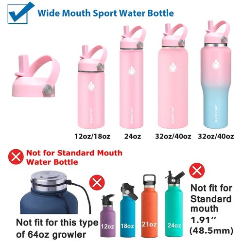 SENDESTAR Spout Lid for Hydroflask Wide Mouth Water Bottle Fits 18 oz 20 oz 32 oz 40 oz 73 oz,Chug Cap Flexible Handle Compatible, Takeya, Simple Modern, Wide Mouth Water Bottle