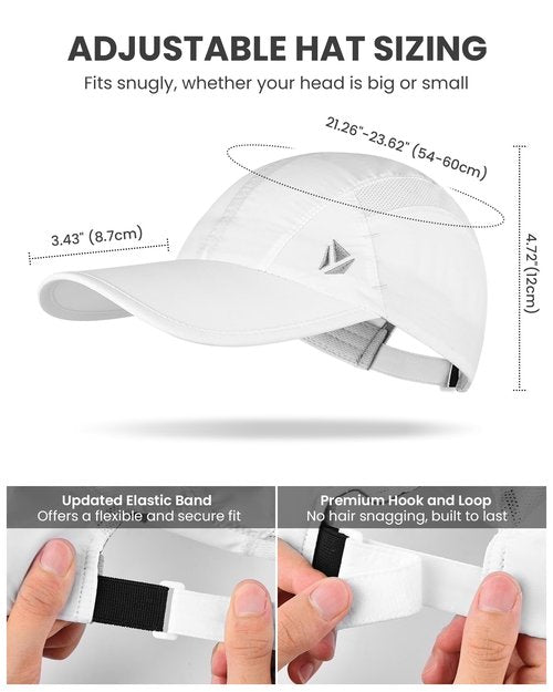 YANIKY Quick-Dry Running Hat for Men & Women Cooling Hat UPF 50+ Thin Baseball Cap Lightweight Breathable Mesh Sport Hats White