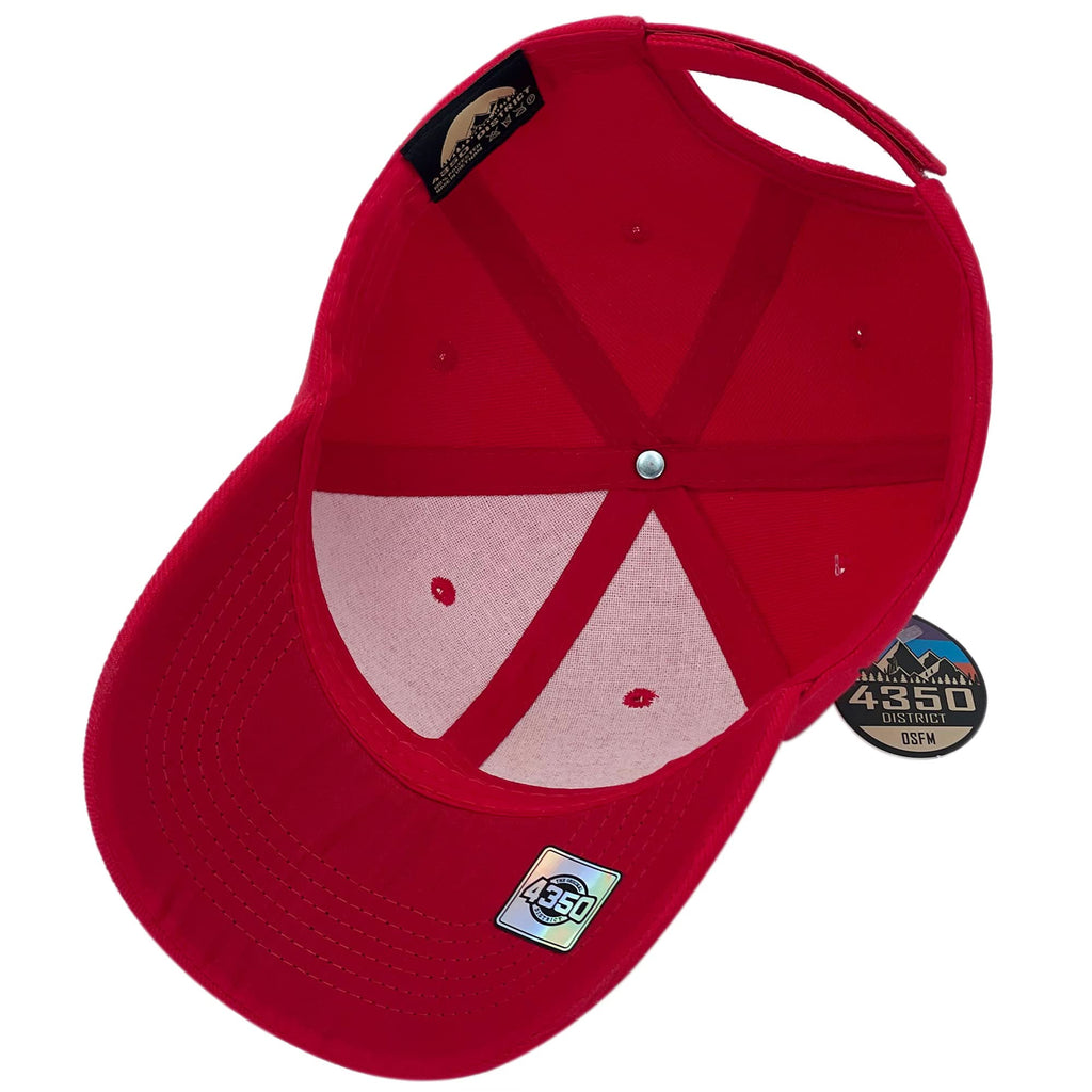 4350 DISTRICT Unisex-Adult Plain Solid Curved Baseball Cap (Y4361-RED)