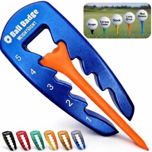 HeightRight Adjustable Golf Tee Height Tool (5-Level Precision) – Universal Fit for Wooden & Plastic Tees, Consistent Tee Height Setter for Drivers, Fairway Woods & Irons, Golf Swing Training Aid