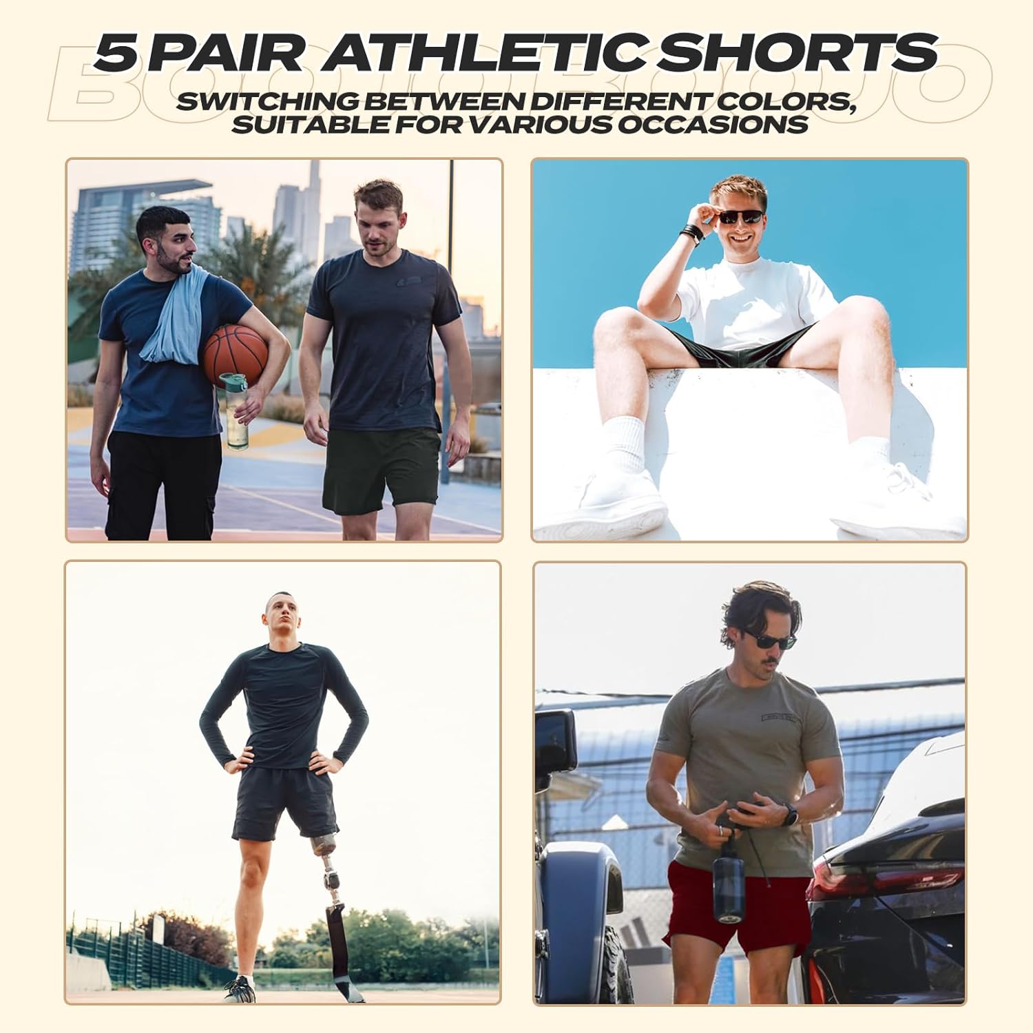 Skiennix Men's Athletic Gym Shorts - Quick Dry Black Workout Shorts with Pockets | 5 Pack