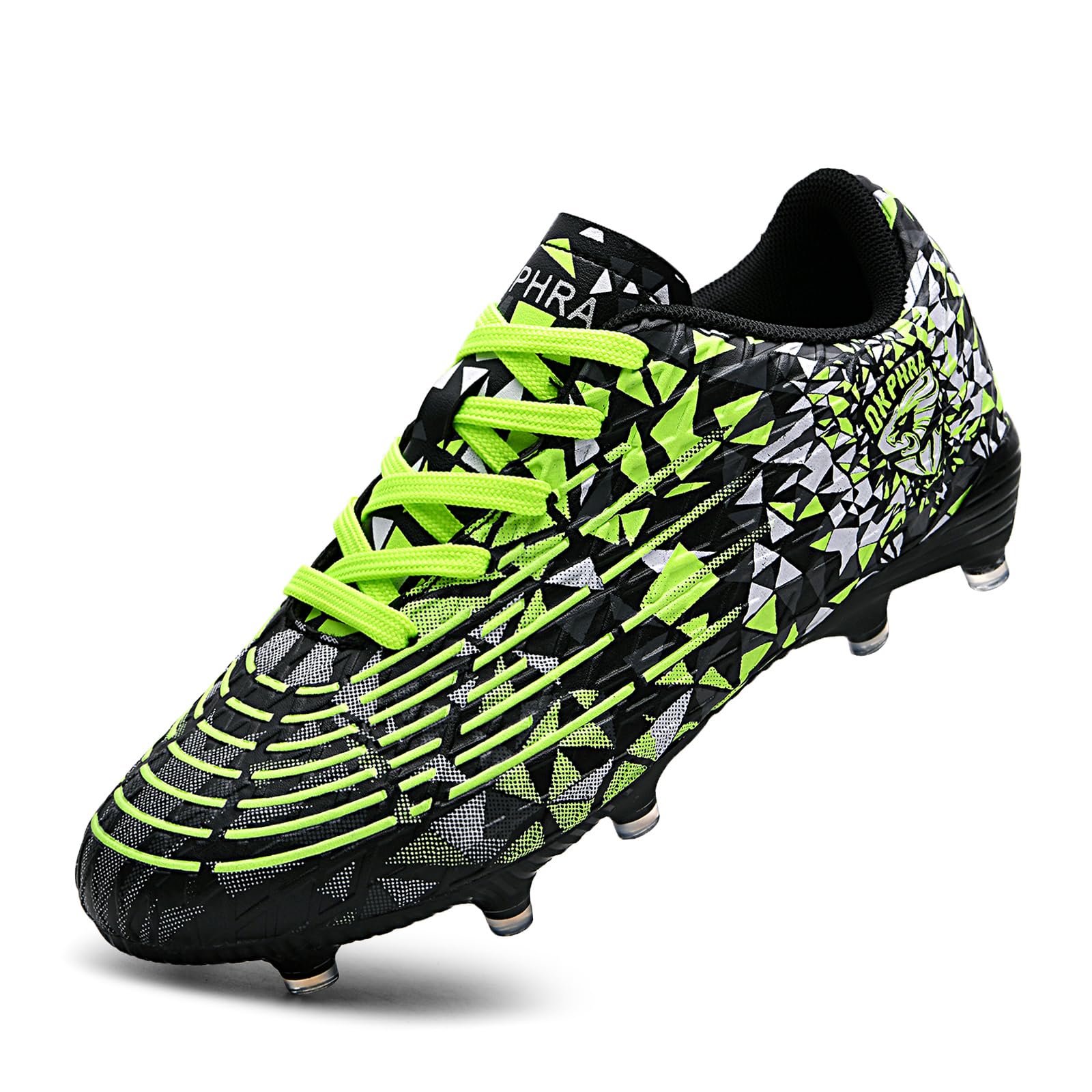OKPHRA Kids Soccer Cleats Boys Girls Turf Traning Football Shoes, Green 31