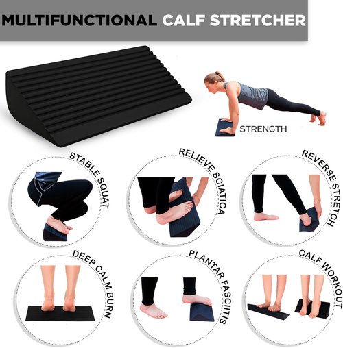 Calf Stretch Board - Slant Board for Effective Calf Stretching & Relief from Plantar Fasciitis | Includes 5 Resistance Bands & Carry Bag