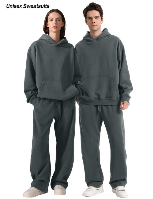 FAIABLE Wide Leg Sweatpants Women Men - Barrel Sweatpants Women, Super Soft Washed Sweat Pants, Womens Fleece Baggy Joggers with Pockets, Drawstring & Relaxed Fit Dark Grey