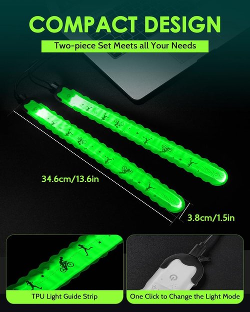 Fitense Rechargeable LED Armband 2-Pack, High Visibility Running Gear for Night Safety, 5 Colors & 3 Modes Light Up Wristbands for Night Walking, Cycling, Gift for Women Men Kids