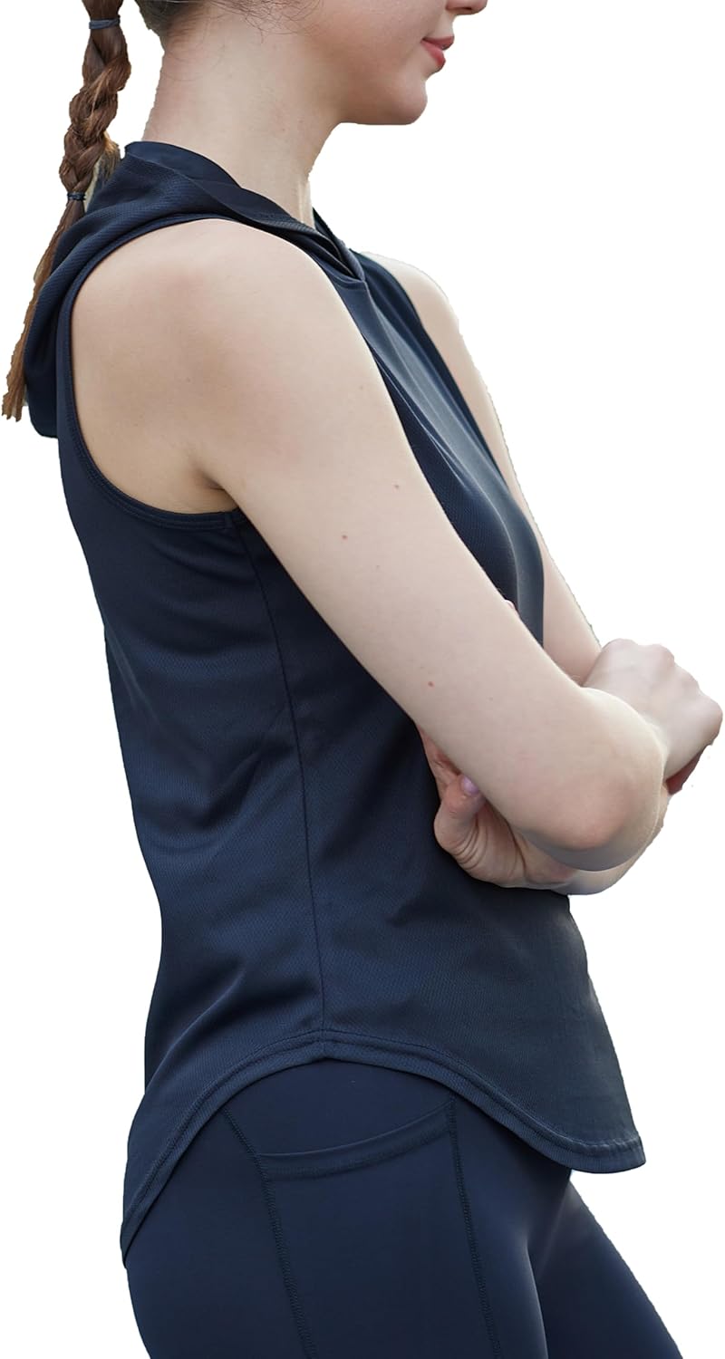 Skiennix Women's Hooded Yoga Tank Top - Quick Dry Sleeveless Running Shirt | Perfect for Gym Workouts