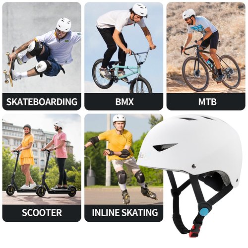 Besketo Skateboard Helmet, Lightweight Adjustable Skating Helmet, Breathable ABS Hard Shell Scooter Helmet for Multi, Sport Skateboarding Roller Skate BMX for Boys Girls Teens - Small
