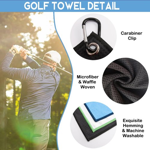 GEYGIE They See Me Rollin' They Hatin' Embroidered Towels with Clip and Golf Brush with Retractable Extension Cord, Funny Golf Towel Gifts and Accessories Set for Men, Women Golfers and Fans