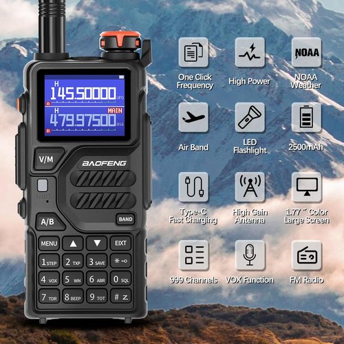 Baofeng Radio Ham Radio K5Plus 10W Long Range Handheld NOAA Weather Receiver UV32 5RM Rechargeable Two Way Radio Walkie Talkie for Adults with USB-C Charging for Survival Gear Hunting,2Pack