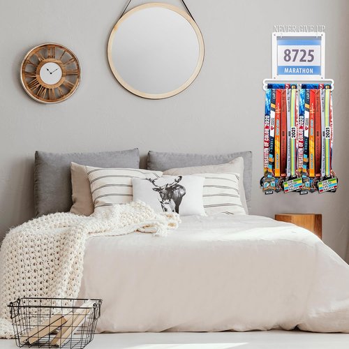 Moxweyeni Race Medal Display - Wall-Mounted Bib Holder for Runners | Perfect Gift for Athletes