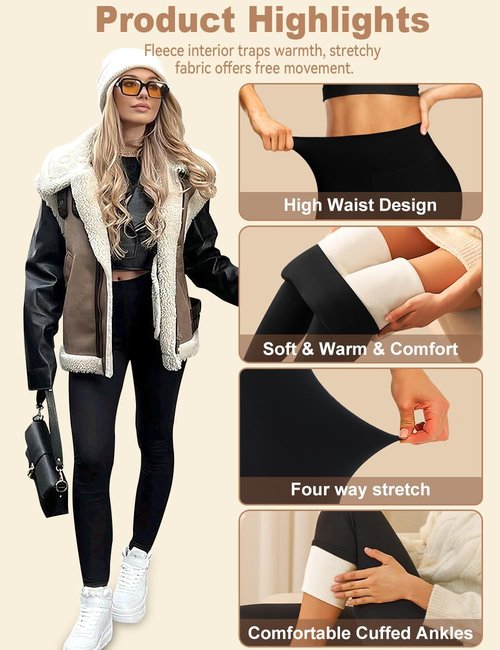 Laite Hebe Fleece Lined Leggings for Women - High Waisted Thermal Yoga Pants | Soft Tummy Control for Winter Workouts
