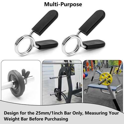 Spring Clip Collars 1 Inch Olympic Barbell Clamps Dumbbell Clips Weight Bar Clips for Weightlifting, Powerlifting, Strength Training (3 Pairs)