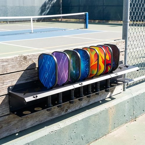 ZAOBAS Pickleball Paddle Rack, Wall or Fence Mounted Organizer Holds 4/8/12 Paddles, Expandable Design for Indoor/Outdoor (2 SET)