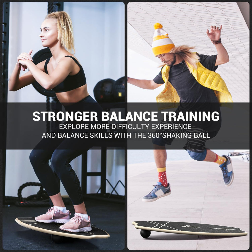Sportneer Balance Board - 7-Mode Wobble Trainer with Adjustable Stoppers | Enhance Balance & Stability