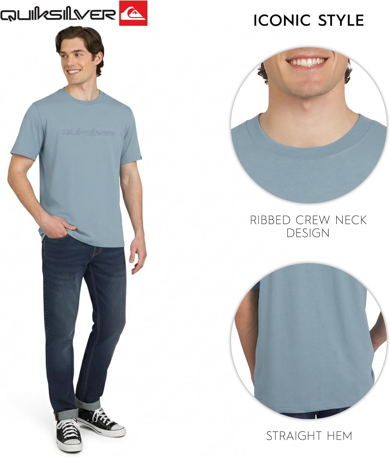 Quiksilver Men's Premium Soft Cotton Tee - Regular Fit Short Sleeve T-Shirt in Classic Colors