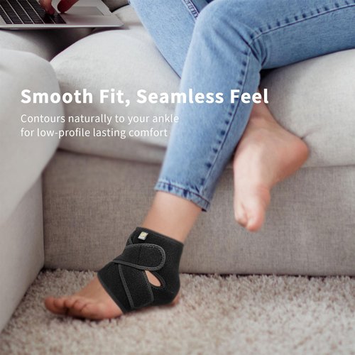 Bracoo Ankle Support Brace For Men & Women, Adjustable Compression Sleeve Strap Wrap, Sprain, Arthritis, Pain Relief, Sports Injuries and Recovery, Breathable Neoprene Brace, FS10