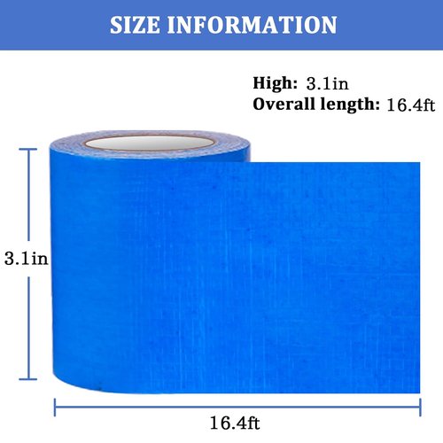 HONGTAIHSENG Waterproof Tent Repair Tape - Strong Adhesive, UV-Resistant, 3.1In x 16.4FT | Ideal for RV Awning, Boat Covers, Tarpaulin, Blue
