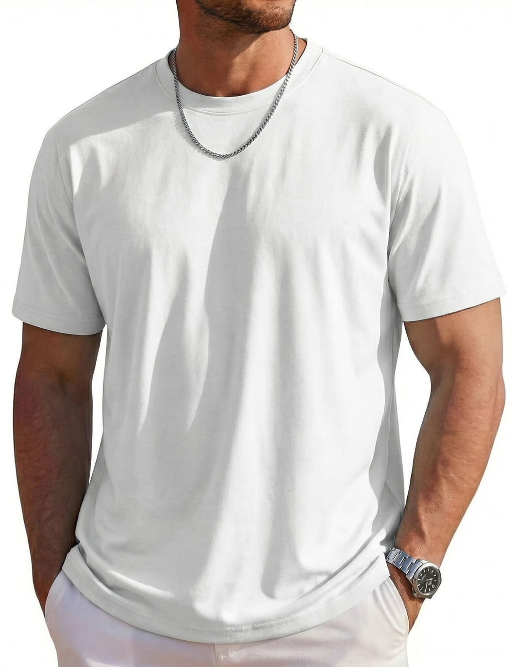 MAGCOMSEN Mens T-Shirts Short Sleeve UPF 80+ Sun Protection Lightweight Moisture Wicking Casual Crew Neck Basic Tees