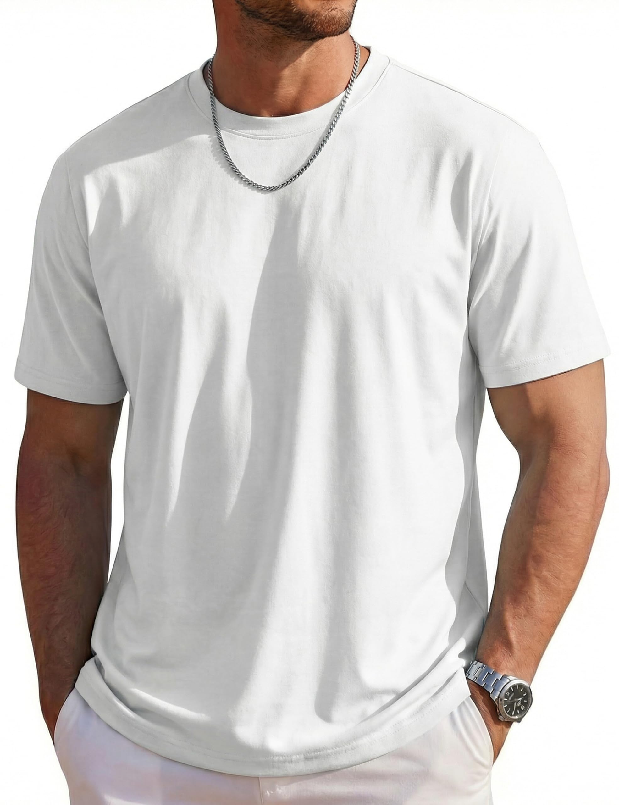 MAGCOMSEN Mens T-Shirts Short Sleeve UPF 80+ Sun Protection Lightweight Moisture Wicking Casual Crew Neck Basic Tees